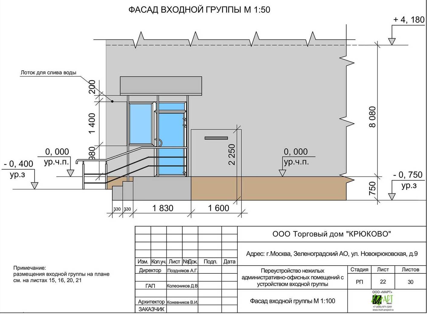 Проект входной группы чертежи